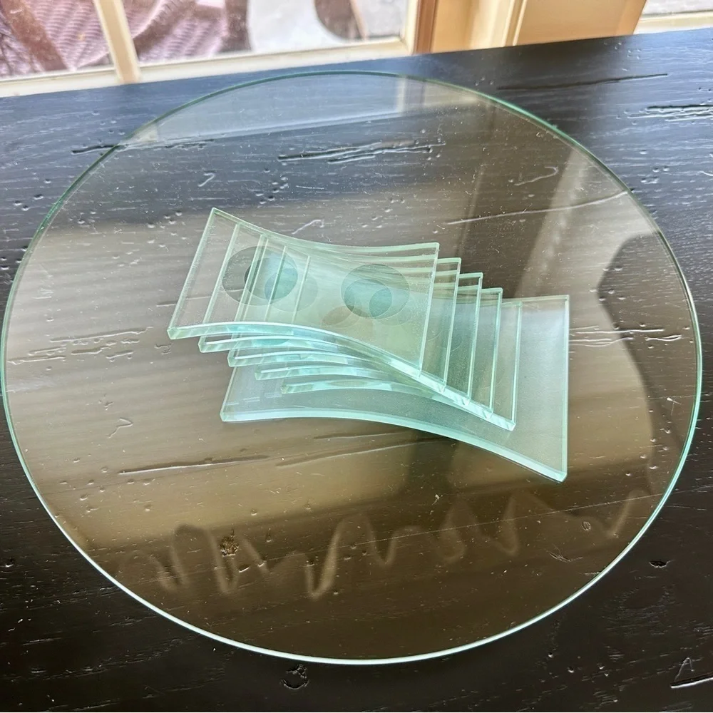 PARTYLITE, RETIRED, 3-WICK GLASS CANDLE HOLDER WITH GLASS STEP PEDESTAL. - Picture 2 of 13